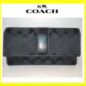Coach Signature Canvas Trifold Long Wallet
